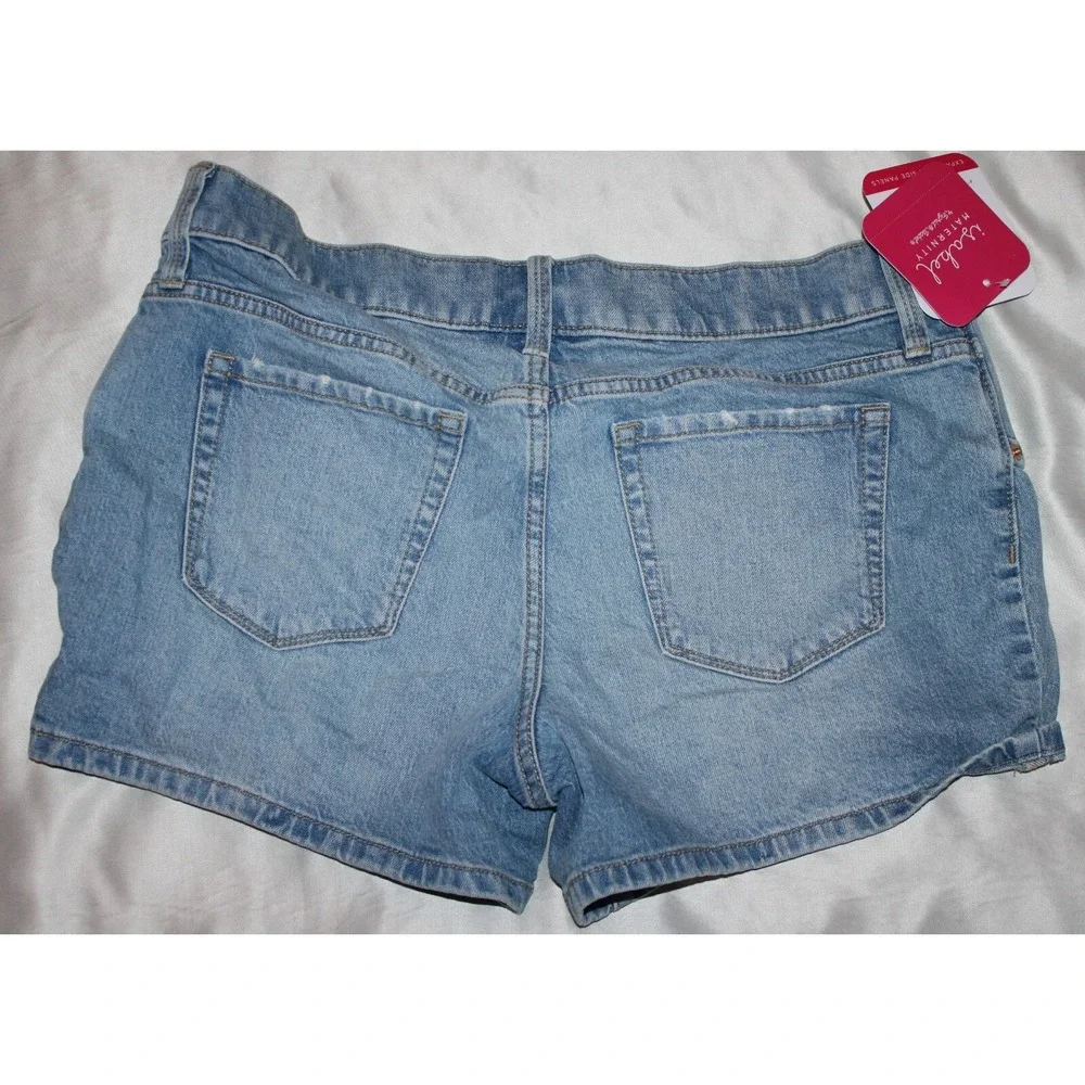 Isabel Maternity, Side Panel Midi Maternity Jean Shorts, light Wash, Size 8